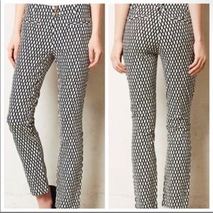 Anthropologie Cartonnier Charlie Ankle Pants Black white diamonds pattern 0